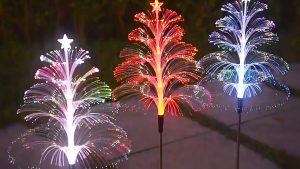 Keycool Solar Christmas Decorations Trees Lights Outdoor Waterproof Solar Christmas Tree Jellyfish Lights 5 Layer Optical Fiber 7 Color Changing for Pathway Lawn Patio Outside Decorative