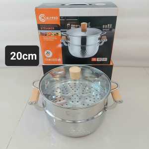 Panci steamer stainless multifungsi susun 2 calypso 20 cm