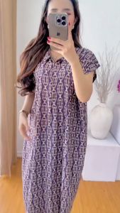 Long dress sephia panjang semata kaki Daster sephia lengan pendek