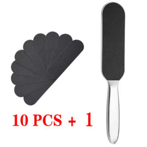 11pcs/Set Pedicure Feet Care Metal Handle Foot and Coarse of Fine and Refill Files Grit Sanding Grit Cloth Rasp
