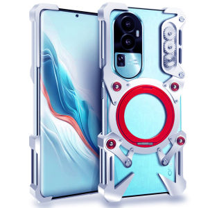 Luxury Mechanical Gear Robotic Arm Phone Case Aluminum Alloy Metal Bumper For reno15 Oppo Reno 15 Pro China version Cover Hollow out Cooling Fundas with Ring Stand Holder