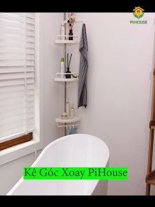 Kệ góc rút 5 tầng nhà tắm có thể điều chỉnh độ dài tùy ý không cần khoan đục