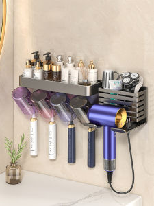 ERMO | Wall-mounted No-drilling Storage Rack for Hair Dryers and Toothbrush Cups Electric Toothbrushes
