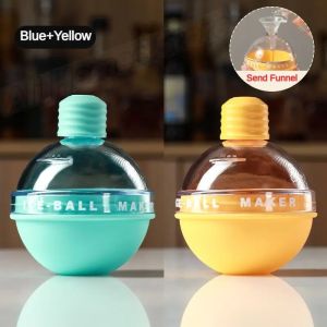 XMSJ | 2PCS Silicone Large Ice Ball Maker Sphere Mold Ice Cube Tray With Funnel For Whiskey Ice Hockey Bulb Shape Kitchen Bar Tools Set