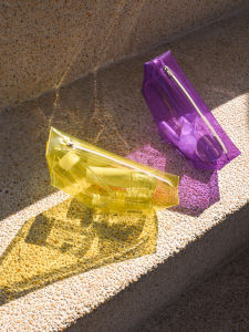 Fashionable Eco-friendly Small Design Makeup Bag Wash Bag Storage Pouch Color Block Trendy TPU Pure Color Daily Use