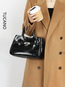 TUCANO Ladies Shoulder Crossbody Bag 2025 New Casual Luxury Soft PU Leather Handbag Commuter Bag with Belt Decoration