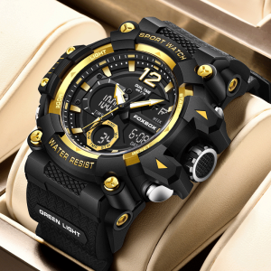 FOXBOX Luxury LED Display Men Wristwatches Luminous Sport Man Watch Waterproof Military Quartz Male Clock Relogios Masculino+Box