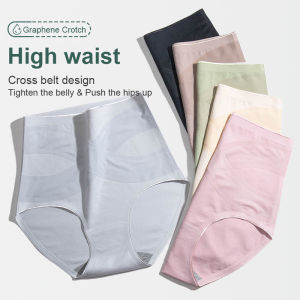 INTIMA Seamless High Waist Panties For Women Slimming Belly Butt Lifting Shapewear Breathable 50s Cotton Briefs Solid Color Tummy Control Underwear Plus Size L-XXL