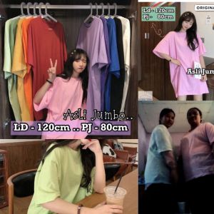 Baju Kaos Wanita Jumbo Atasan Oversize Korea Lengan Pendek Dalmi Pakaian Perempuan Ukuran Bigsize