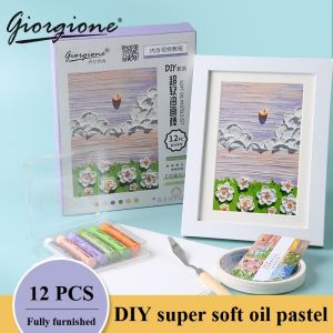 Radius K Super soft heavy color oil painting stick set 6 colors with photo frame scraper oil painting stick special paper masking glue DIY belt tutorial