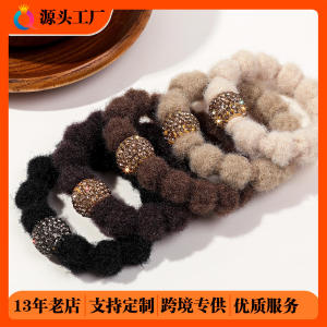 Dây Buộc Tóc Lông Cừu Màu Ấm Co Giãn Cao Phụ Kiện Tóc Thời Trang Dây Buộc Tóc Kim Cương Dây Buộc Tóc Bằng Da Dây Buộc Tóc