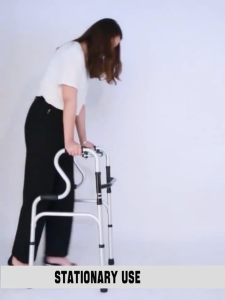 Adult Walker Elderly Mobility Aid Medical Walker  With wheels and Seat Stainless Steel Foldable Height Adjustment