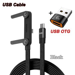 240W 2-in-1 Type-C Fast Charging Cable Invisible Adjustable Stand Charger Cord for Phones Tablets Laptops Gaming Devices