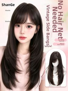 SHANGE | Peach Tea Colored Side Bangs High Layers No Lace Wig