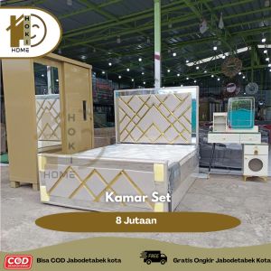 FREE ONGKIR Kamar Set Minimalis Mewah Paket Seserahan Kamar Set Modern Divan Aesthetic Ranjang ukuran 160x200 Meja Rias Modern Lemari Pakaian Minimalis