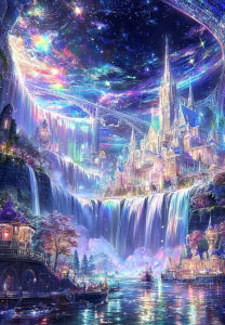 BILIBILI | Jigsaw Puzzle for Adults 500/1000/1200/2000PCS Dreamy Castle and Falls Artwork Mindful Game Stress Relief Decor Gift