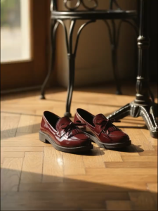 NEW!! Black Shoes For Women Elegant Flat Shoes Loafer Shoe Slip On For Woman Bow Small Leather Shoes