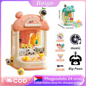 Beige Fun Mini Claw Machine Toy with Crane Function Cute Design Adjustable Crane Music and LED Lights Ideal for Gifts