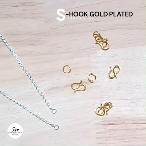 SM ตะขอตัวเงิน S ตะขอตัวเอส สีทอง 9-12 mm. / อะไหล่เงิน 92.5%