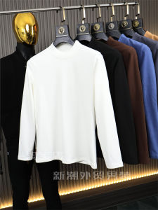 Offline 398 Dralon Base! Basic Style! Winter Men Pure Color Half Collar Brushed Long Sleeve T-shirt Tide