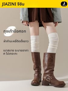 JIAZINI | ถุงเท้าข้อยาวสีขาวเทา