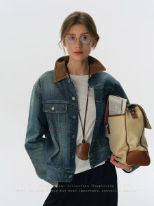 SHEITAOZI | Retro Corduroy Patchwork Denim Jacket