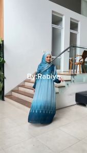 Gamis Set Hijab Maroco Syari Bahan Ceruty Babydoll Motif Etnik Ukuran Jumbo