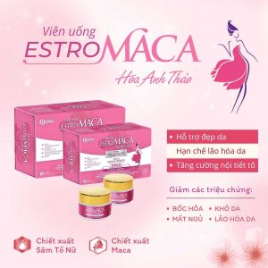 Estro Maca Hoa Anh Thảo - Viên uống làm đẹp da bảo vệ trước vấn đề lão hóa nám và nếp nhăn 15 viên lọ x 2