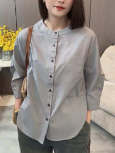 QINGNAER | Retro Summer New Design Loose Big Size Buttoned 3/4 Sleeve Blouse
