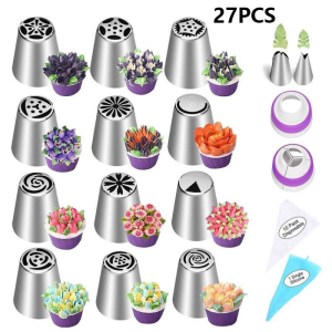 {\n    \"article\": \" 27PCS Set Russian Piping Tip XL Baking Tools Tip Floral Leaf for Cake Cupcake Decoration