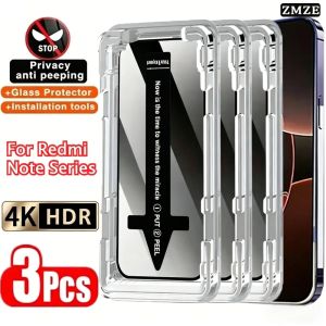 3Pcs Dust Free Installation Privacy Tempered Glass for Xiaomi Redmi Note 15 14 13 Series Tempered Glass for Redmi 15 Pro Plus