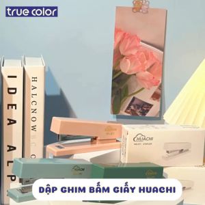 Dập ghim Huachi cho học sinh văn phòng  ghim bấm giấy màu pastel vỏ nhựa Dập ghim học sinh  nhỏ gọn tiện lợi chất lượng cao