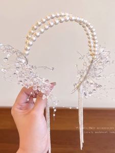 Stylish Crystal Pearl Tassel Headband
