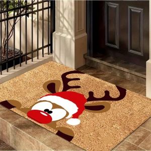 VIKAMA 2025 Christmas Reindeer Doormat Kitchen Rug Indoor Outdoor Entryway Carpet Holiday Home Decor Happy New Year 2026