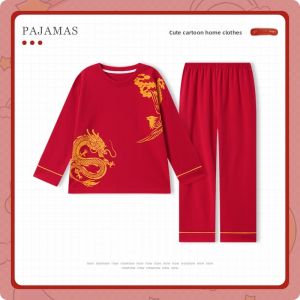 ANZHAOQI | Cotton Long Sleeve New Year Red Boys Pajamas