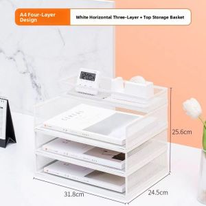 Desktop Document Holder A4 Storage Basket Multi-Column Multi-Layer Rack Metal Material Business Supplies Organizer