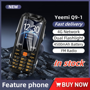 Yeemi Q9-1 4G Network Cellphone 3.5inch Screen Large Button Dual Flashlight FM Radio Bluetooth SOS Dual SIM Rugged Mobile phone