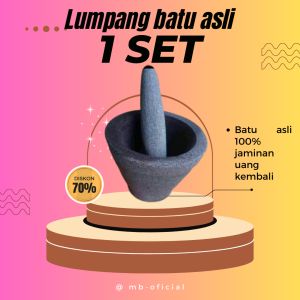 Lulumpang batu asli 1 set lumpang bubut batu asli  satu set termurah