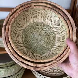 Giỏ Đựng Đồ Bằng Tre Đan Giỏ Tre Đan Tròn Gia Dụng Giỏ Trái Cây Giỏ Tre Đan Xanh Sản Phẩm Tre Đan Giỏ Tre