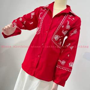 SHANE CLOTHING KEMEJA ATASAN WANITA MERAH KOMBINASI AGUSTUSAN