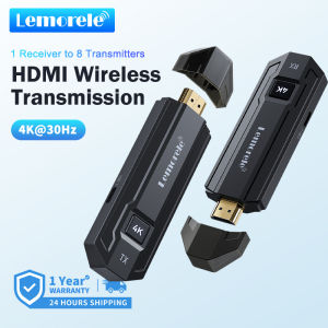Lemorele 4K Wireless HDMI Transmitter and Receiver Kit HDMI Extender to Monitor Projector HDTV for PC Camera Laptop Xbox Live
