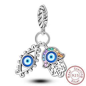 Hạt Charm Bạc 925 Họa Tiết Mắt Quỷ Thánh Giá & Thiên Thần Phù Hợp Với Vòng Tay Mặt Dây Chuyền Dùng Làm Đồ Trang Sức Tự Chế Cao Cấp Dành Cho Nữ
