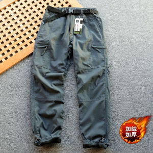 Fall and Winter Heattech Retro Outdoor Couple Womens Straight Velvet Thick Windproof Hiking Logging Pants Climbing Pants Men