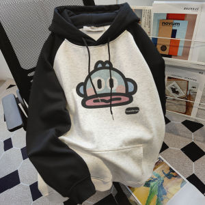American Retro Hooded Sweatshirt Womens Autumn Thickened Loose Cartoon Print Couples Trendy Streetwear Polyester Cotton Blend Long Sleeve