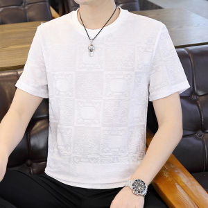 Ice Silk Ice Sensation Short Sleeve T-Shirt Mens Thin Breathable Quick Dry Slim Fit Top for Work out Summer Youth Fashion