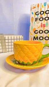 [ READY ] - Cangkir 1 Pasang Motif Nanas Kecil Keramik / Kado Unik / Hampers Cantik / Gelas Lucu / Cangkir Cantik / Set Teko Murah / Cangkir Teh / Cangkir Kopi / Souvenir