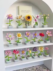 Rose Flower Building Block Flower Eternal Bouquet Prickly Pear Model Plant Decoration Educational Toy For Kids Birthday Gift