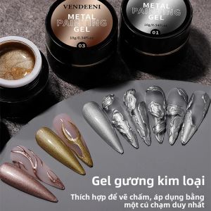 Sơn Móng Tay Gel Kim Loại Vendeeni TPO HEMA FREE 10ml Màu Vàng Hồng Bạc Phủ Nhũ Khô Nhanh Bền Lâu Thân Thiện Với Môi Trường Tẩy Được Bằng Đèn UV