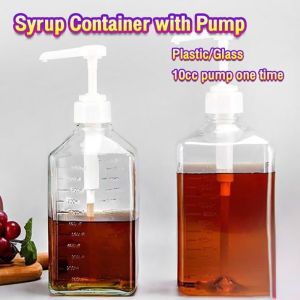 Plastic Pump Bottle Dispenser With Scale For Milk Tea Syrup Fructose Sauce Liquids Condiments