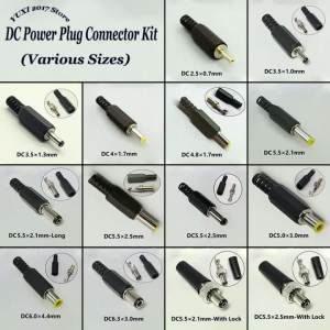 1/2/5/10PCS DC Power Barrel Plug Connector Kit 2.5x0.7mm to 6.3x3.0mm Various Sizes with Locking Type for DIY Power Cable Repair